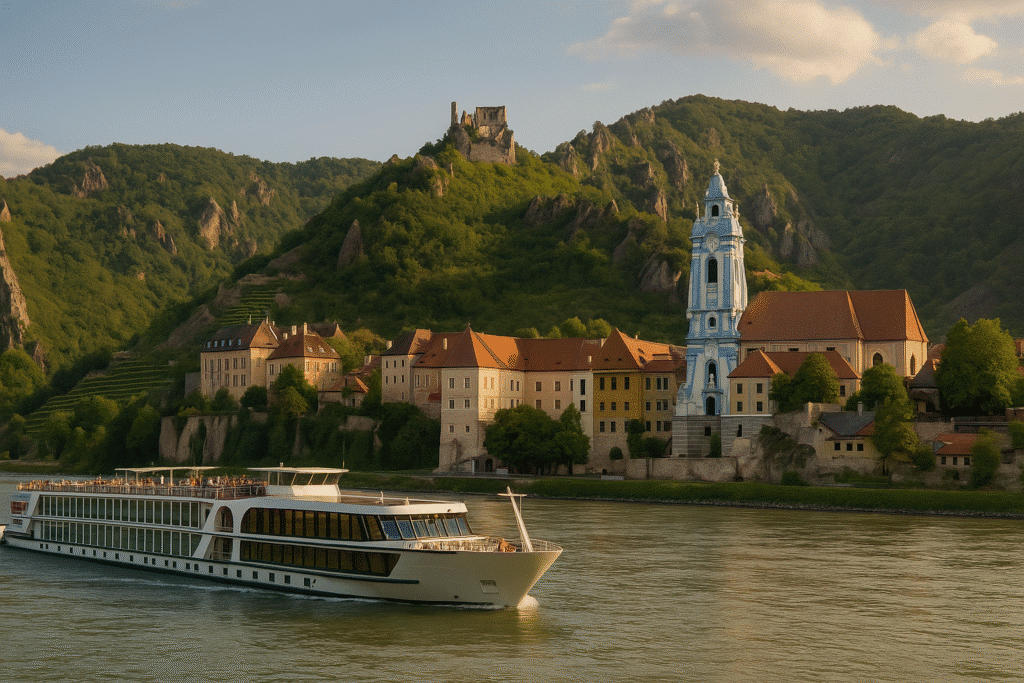 Danube vs Rhine River Cruise with a beautiful City in the Back