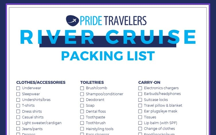 Free Gay River Cruise Packing Checklist by Pride Travelers