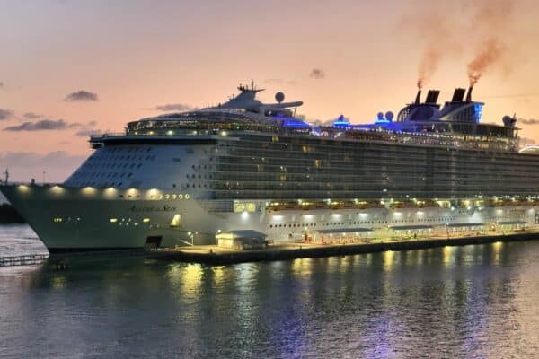 Allure of the Seas at Nassau at sunset — Atlantis Events Mega Caribbean 2027 ship