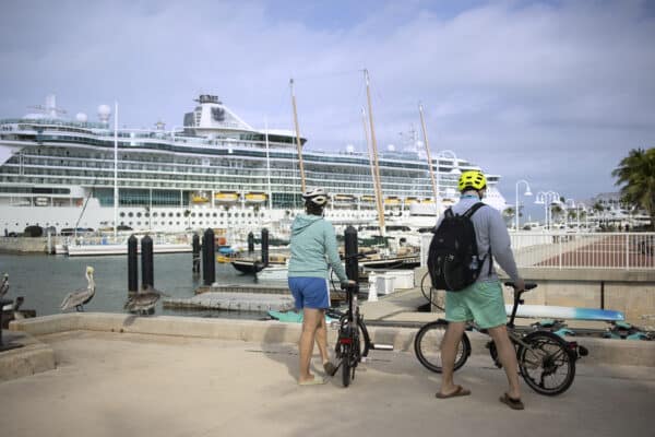 Cyclists at Key West Florida cruise port — Key West is the most LGBTQ+-friendly gay cruise to Caribbean stop