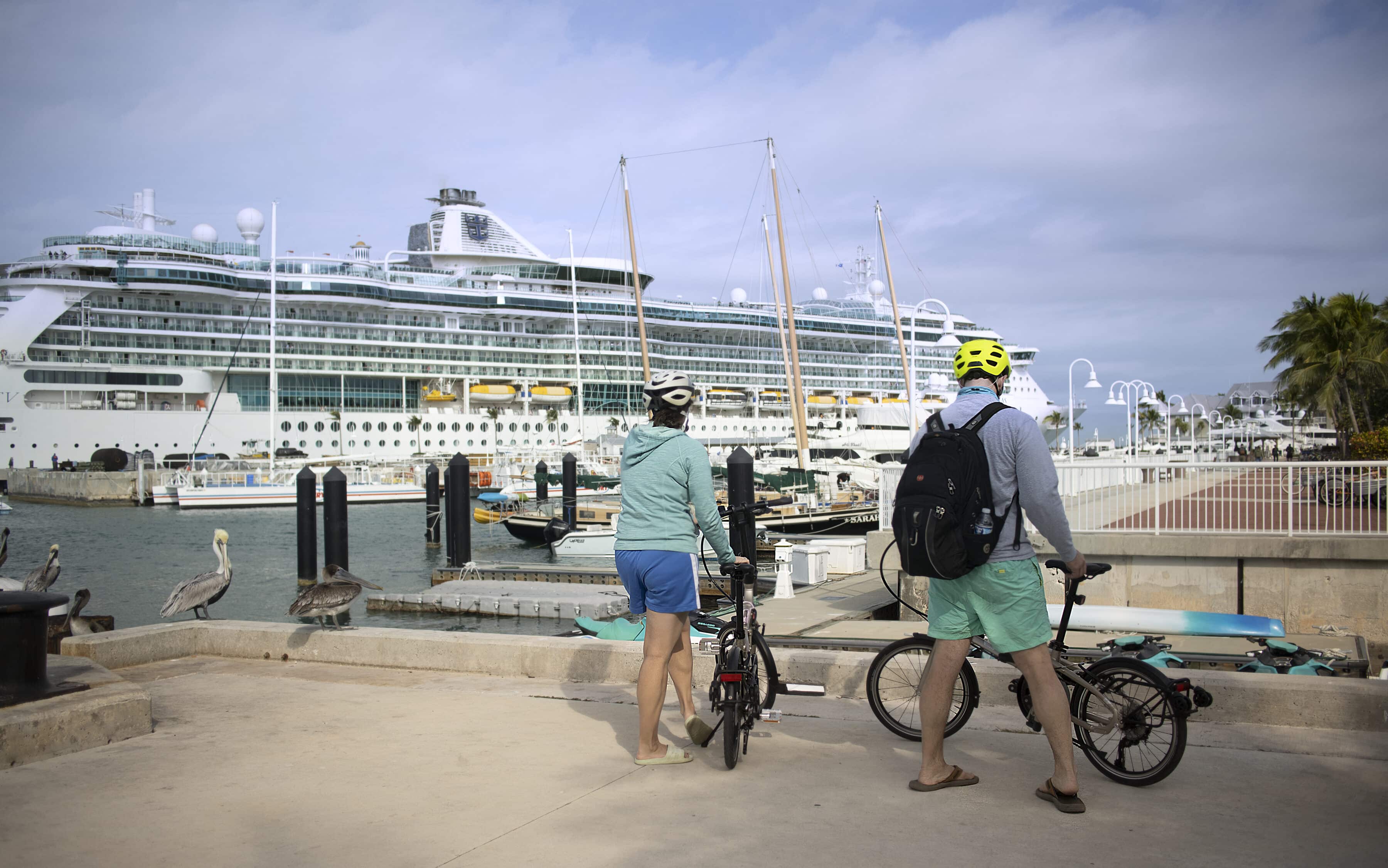 Cyclists at Key West Florida cruise port — Key West is the most LGBTQ+-friendly gay cruise to Caribbean stop