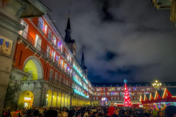 Madrid Plaza Mayor at night — Madrid is one of the best gay travel to Europe destinations