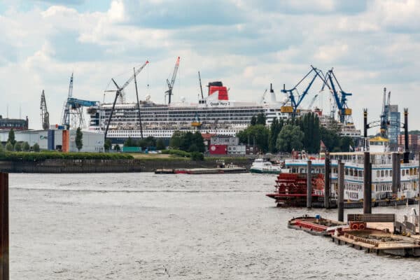 Cunard Queen Mary 2 at port - the most solo-friendly LGBTQ+ transatlantic cruise