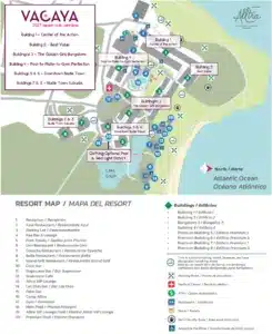 Map of Alltra Samaná showing VACAYA Beach Club areas and resort buildings
